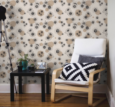 Blumentapete blühendes beige elegantes muster - TenStickers