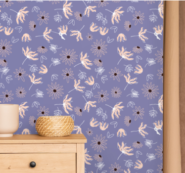 Blumentapete blumen-blattmuster - TenStickers