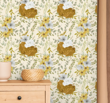 Blumentapete mit nistenden blüten - TenStickers