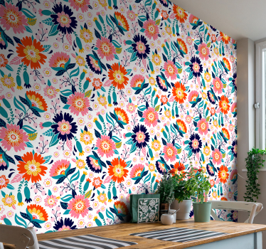 Blumentapete buntes blumenmotiv - TenStickers