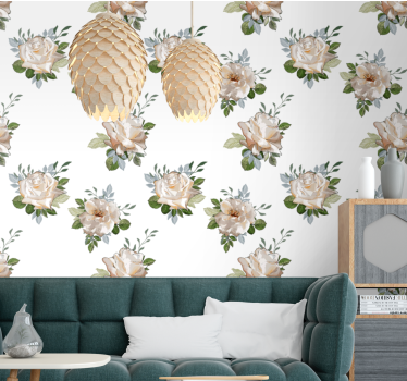 Blumentapete elegante goldene rosen - TenStickers