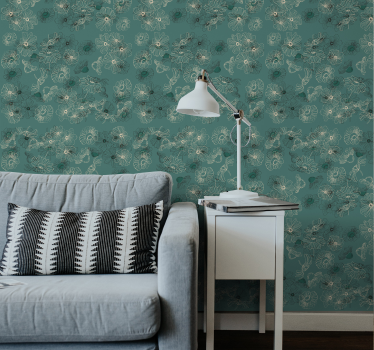 Blumentapete elegantes grünes display - TenStickers