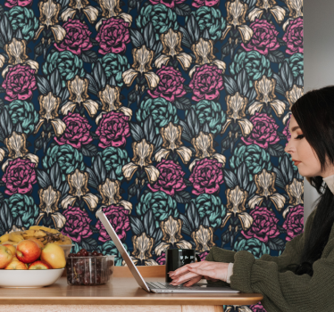Blumentapete eleganter floraler wandteppich - TenStickers