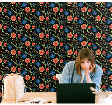 Blumentapete floral gemusterter akzent - TenStickers