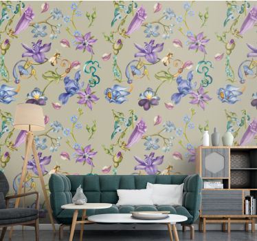 Blumentapete florales fantasie-design - TenStickers