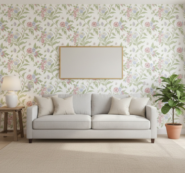 Blumentapete landhausstil hell (b0b941vk6h) - TenStickers