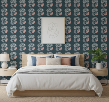 Blumentapete minimalistischer sonnenblume mit frau - TenStickers