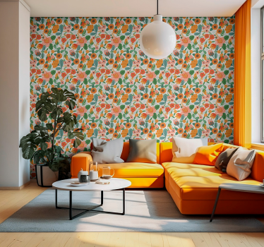 Blumentapete mit floraler illustration - TenStickers