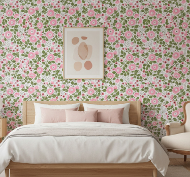 Blumentapete mit hübschen rosa blütenköpfen - TenStickers
