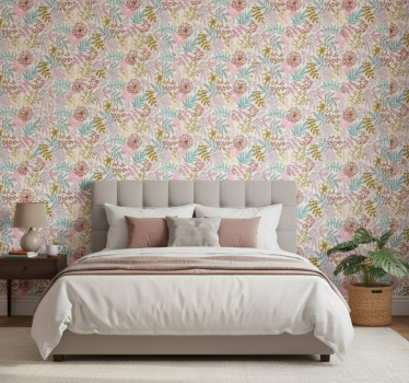 Blumentapete mit mehrfarbigem linienmuster - TenStickers