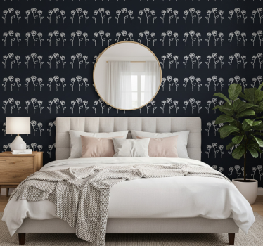 Blumentapete mit minimalistischer rosenillustration - TenStickers