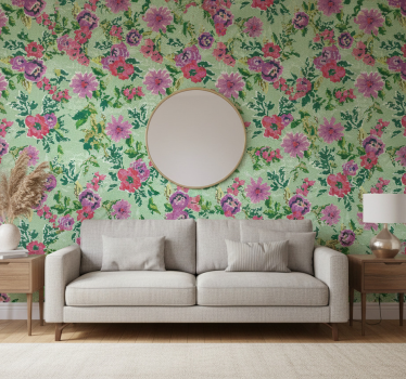 Blumentapete mit mosaikartigem blumenmuster - TenStickers