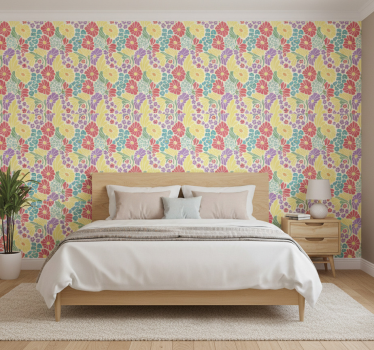 Blumentapete mit pastellfarbenen blumen - TenStickers