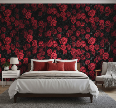 Blumentapete mit schönen roten rosen - TenStickers