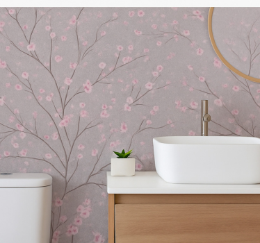 Blumentapete mit zartem kirschblütenzweig - TenStickers