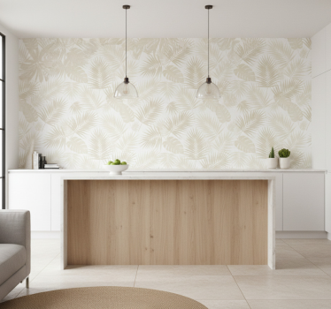 Blumentapete palmblätter in creme (b0cs6nxghv) - TenStickers