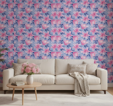 Blumentapete pinke und lila aquarellblumenillustration - TenStickers