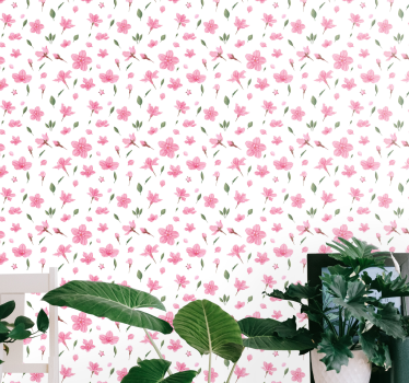 Blumentapete rosa blütenmuster - TenStickers