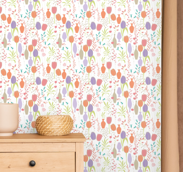 Blumentapete stilisierte florale muster - TenStickers