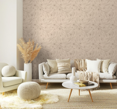 Blumentapete taupe geblümt - TenStickers