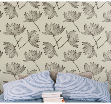 Blumentapete umrissene blumen - TenStickers
