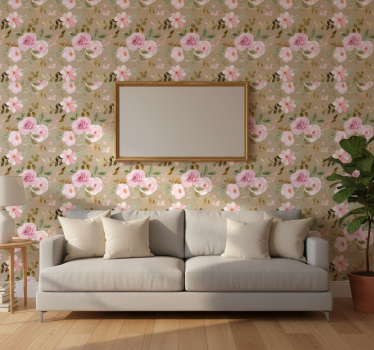 Blumentapete vintage beige rosenstruktur - TenStickers