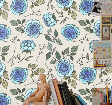 Blumentapete zartblaue blüten - TenStickers
