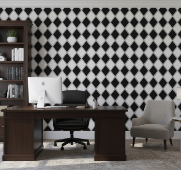 Büro tapete in schwarz-weiß diamanten - TenStickers