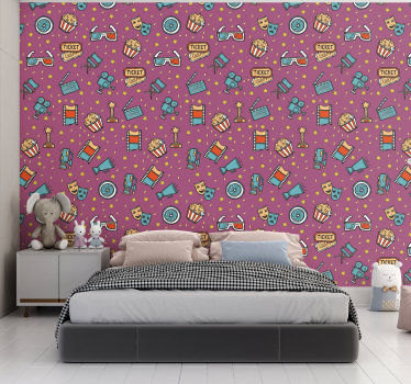 Filmabend rosa Mädchenzimmer Wandtapete - TenStickers