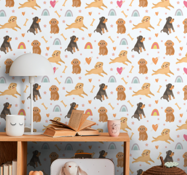 Hunde Tapete fröhliches hundemotiv - TenStickers