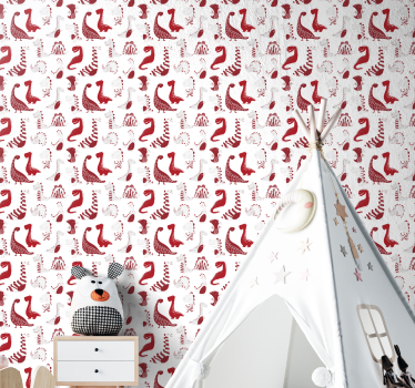Kinderzimmer Tapete Dinosaurier rote skizzen - TenStickers