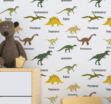 Kinderzimmer Tapete Realistische dinosaurier mit Namen - TenStickers