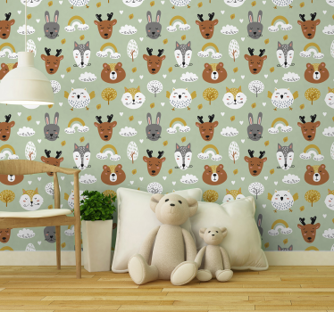 Tiere im nordischen Stil Kinderzimmer Tapete - TenStickers