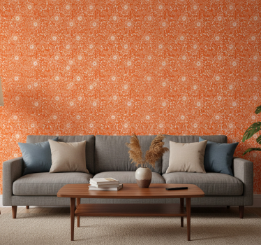 Blumentapete mit orangefarbenem paisleymuster - TenStickers