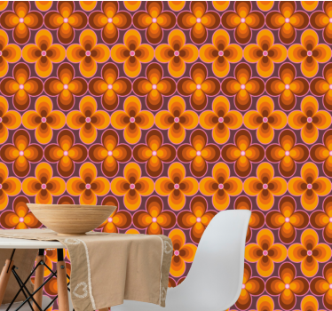 Tapete Vintage grooviges retro-blumenmuster - TenStickers