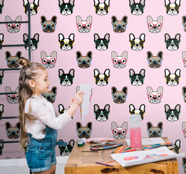 Schlafzimmer Tapete Französische bulldogge mit brille - TenStickers