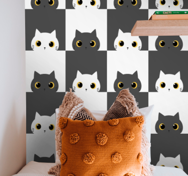 Schlafzimmer Tapete Schwarze und weiße katzen im film - TenStickers