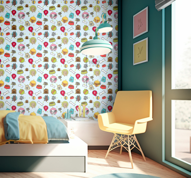 Schlafzimmer Tapete Süße hundewelpensymbole - TenStickers