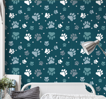 Schlafzimmer Tapete Weiße und graue hundeabdrücke - TenStickers