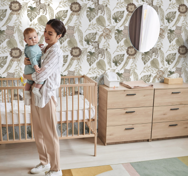 Babyzimmer Tapete beiges dschungelmuster - TenStickers