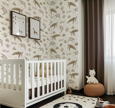 Babyzimmer Tapete beiges ozeanmuster - TenStickers