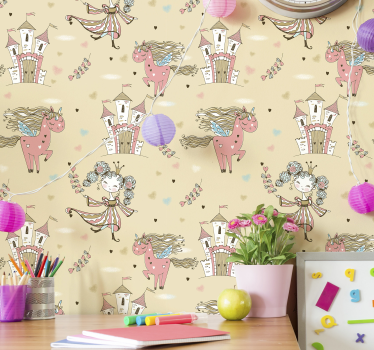 Tapete Kinderzimmer märchen-einhörner - TenStickers