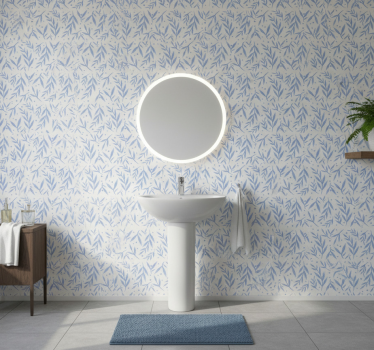 Tapete badezimmer blau-weißes muster - TenStickers