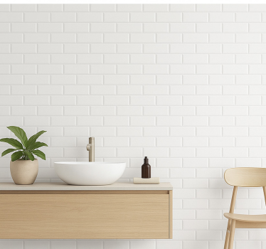 Tapete badezimmer mit weißem fliesenmuster - TenStickers
