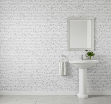 Tapete badezimmer mit weißen und grauen pflanzen - TenStickers