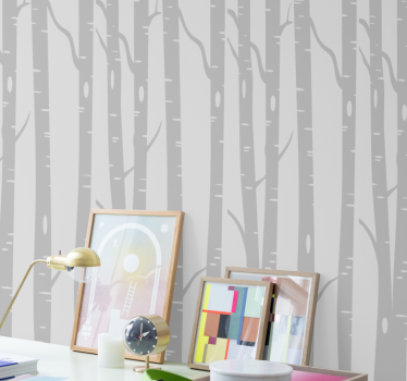 Tapete Baum birke grau muster - TenStickers