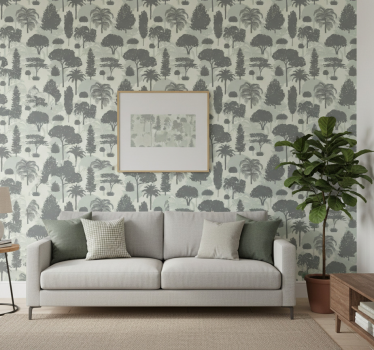 Tapete baum mit silhouettiertem waldmuster - TenStickers