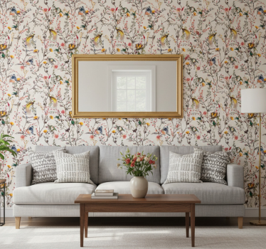Tapete baum vögel und blüten - TenStickers