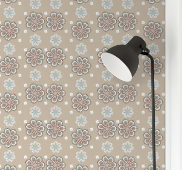 Blumentapete beiges elegantes motiv - TenStickers