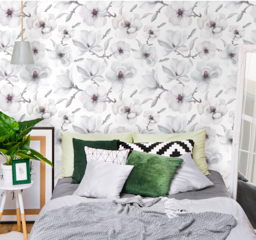 Blumentapete elegantes graues motiv - TenStickers